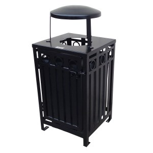 Square Iron Valley Trash Receptacle
